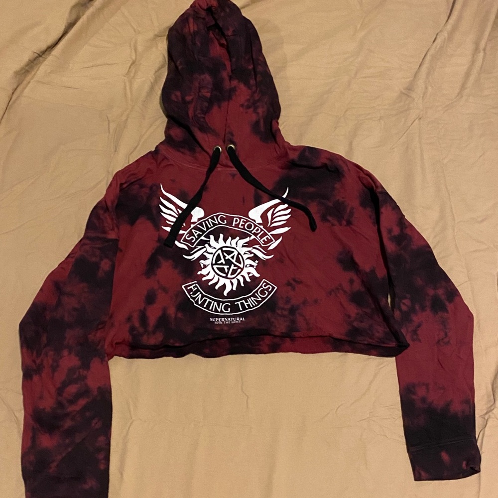 Tie dye supernatural cropped hoodie
